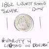 Image 1 : 1862 LIBERTY SEATED DIME SILVER VARIETY  LEDGEND ON OBVERSE!!