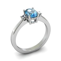 Aqua Marine 0.75 ctw Diamond Ring 14kt White Gold