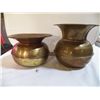 Image 1 : Pair Brass Spittoons 1- 7" round x H71/2"- 1- 8" round x H 5 1/2"