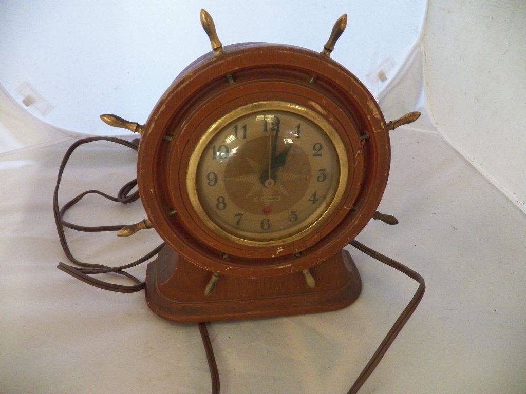 Seth Thomas Electric Clock Ships Wheel Alarm Clock (works) 8" x 8"