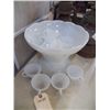 Image 1 : Milk Glass Punch Bowl with 11 Cups