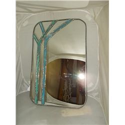 Mirror With STained Glass Approx 22" x 14"