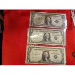 2-1957 Silver Certificate Blue Seal Consective serial numbers A17389966    A17389967  (Crisp)