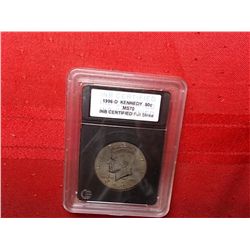 1354 1996-D Kennedy .50ct. MS70 INB Certified Full Strike