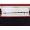 Image 1 : Gold Plated over Sterling Silver Bracelet 8 1/4" Garnet and Rhinestone Bracelet