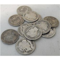 Lot of (10) Barber Dimes -