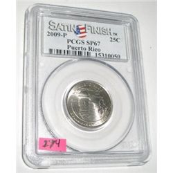2009-P *PUERTO RICO* Territory Quarter RED BOOK VALUE IS $30.00 *CERTIFIED BY PCGS SATIN FINISH SP67