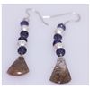 Image 1 : NATURAL 23.80 CTW PEARL/TANZANITE/SEMIPRECIOUS EARRING