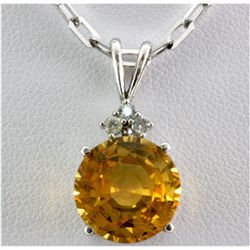 Genuine 10.26 ctw Yellow Sapphire Diamond Necklace 14k