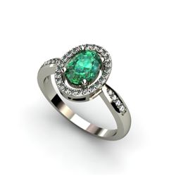 Emerald 1.51 ctw & Diamond Ring 14k tW/Y Gold