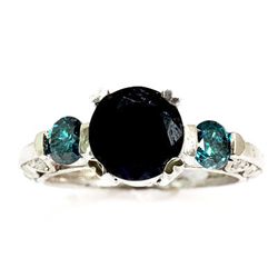 Genuine Dark Blue Sapphire Diamond 3.18 ctw Ring 10k