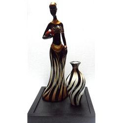 DECORATIVE BIG AFRICAN WOMAN ZEBRA CANDLE SET