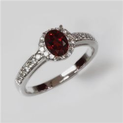 Natural 1.5 ct 2.97g Garnet & Diamond 14k WG Ring