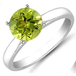 Peridot 2.0 ctw Solitaire Ring 14kt W/Y Gold