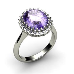 Tanzanite 5.72 ctw & Diamond Ring 14kt W/Y Gold