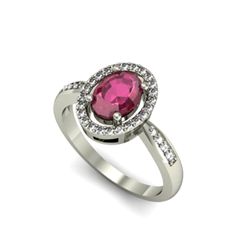 Ruby 1.80 ctw & Diamond Ring 14kt W/Y Gold
