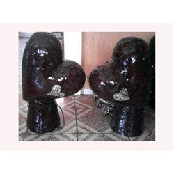 HEART SHAPE BLOWN GLASS AND CLAY LAMP SET