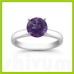 Genuine 1.25 ctw Amethyst Solitaire Ring 14kt