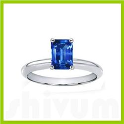 Genuine 1.0 ctw Sapphire Solitaire Emerald Cut 14kt