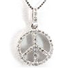 Image 1 : Genuine 0.16 ctw Diamond Peace Sign Necklace 14K