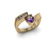 Image 1 : Genuine 0.67 ctw Amethyst Trillion Diamond Ring 10k