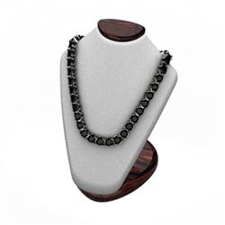 Black Diamond Necklace 32.0 ctw 14kt W/Y Gold