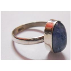 NATURAL 19.95 CTW TANZANITE OVAL RING .925 STERLING SIL