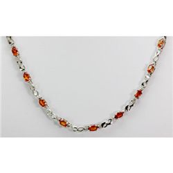 Genuine 8.42 ctw Orange Sapphire Diamond Necklace 10k