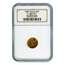 Certified American $5 Gold Eagle 1999 MS70 NGC