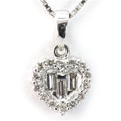 Genuine 0.18 ctw Diamond Heart Necklace 18K White Gold