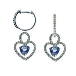 Genuine 14k 102 Single Diamonds 2 Blue Sapphire Earring