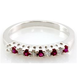Genuine 0.36 ctw Ruby Diamond Ring 14k W/Y Gold