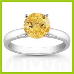 Genuine 2.0 ctw Citrine Solitaire Ring 14kt Gold-White