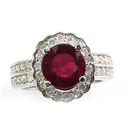 Genuine Ruby 4.45 ctw Diamond Ring 14k 7.9g