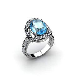 Aqua Marine 4.13 ctw & Diamond Ring 18kt W/Y Gold