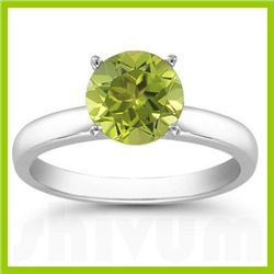 Genuine 1.25 ctw Peridot Solitaire Ring 14kt