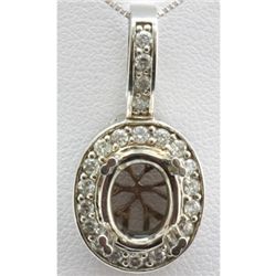 Genuine 0.54 ctw Diamond Semi Mount Pendant 18k W Gold