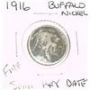 Image 1 : 1916-P TYPE I BUFFALO NICKEL *RARE SEMI KEY DATE FINE GRADE*!!
