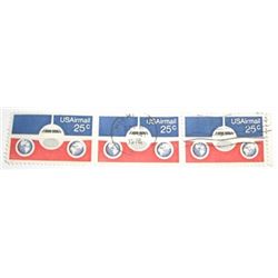 BLOCK OF 3 25 CENT U.S.A. RARE *U.S. AIRMAIL* Stamps *BLOCK OF 3 ALL FOR 1 MONEY*!!