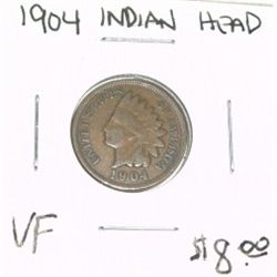 1904 INDIAN HEAD RED BOOK VALUE IS $8.00 *RARE VERY FINE GRADE*!!