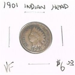 1901 INDIAN HEAD RED BOOK VALUE IS $6.00 *VERY FINE GRADE*!!