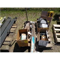pallet w/floor jack, mirrors, CB radios