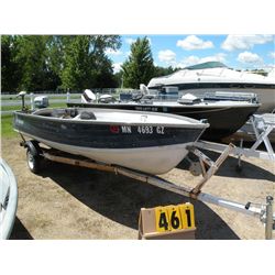1974 Crestliner 14 ft aluminum boat w/trailer    unable to verify vin