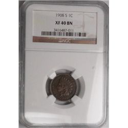 1908S  Indian penny  NGC40BN