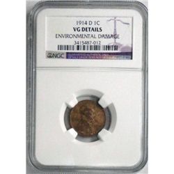 1914D  Lincoln penny  NGC VG env dmg