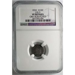 1832  half dime LM-3  NGC VF obv scr