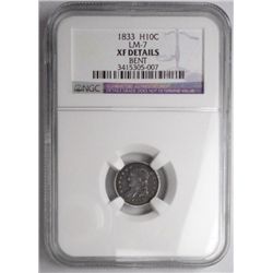 1833  half dime LM-7  NGC XF bent  very minor