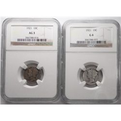 2  1921 dime NGC03 and 04
