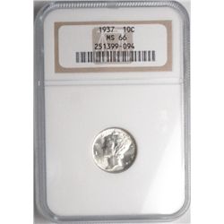 1937  Mercury  dime NGC66