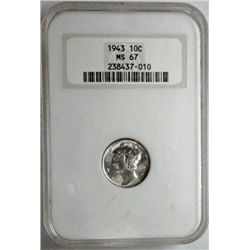 1943  Mercury  dime NGC67